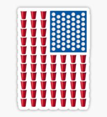 Beer Pong Drinking Game American Flag Sticker