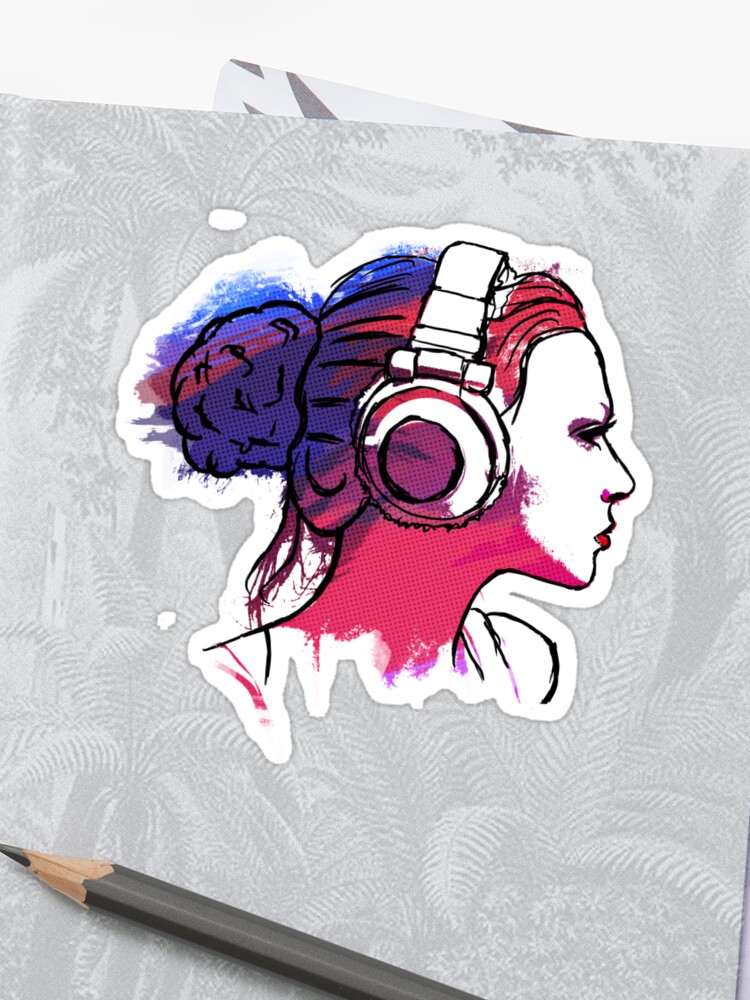 Girl With Headphones Sticker