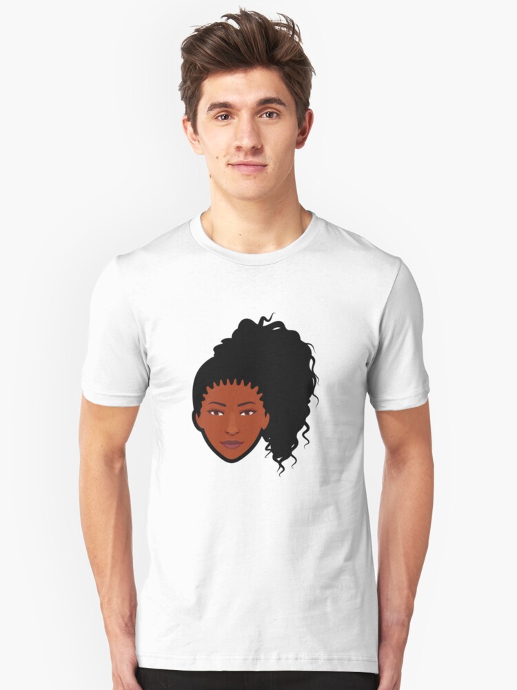 Natural Hair African American Woman Icon Curly Pony Tail T Shirt