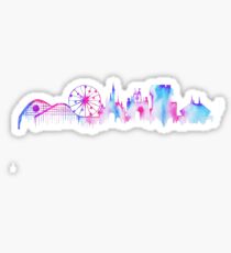 California Magic Theme Park Watercolor Skyline Silhouette Sticker