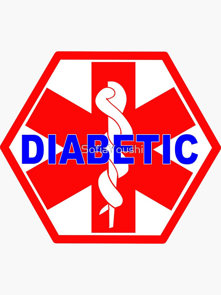 "DIABETES DIABETIC MEDICAL ALERT ID TAG" Sticker by SofiaYoushi Redbubble