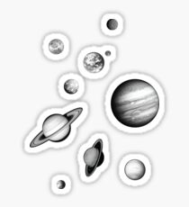 Black and White Solar System Sticker