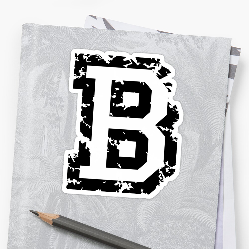 "Letter B (Distressed) Two-color Black/white Character" Sticker By ...