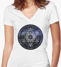 Metatron's Cube Women's Fitted V-Neck T-Shirt