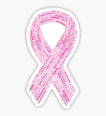 Breast Cancer Ribbon Typography Sticker