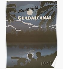 Guadalcanal 1942 - Moonlit Night Travel Poster Poster