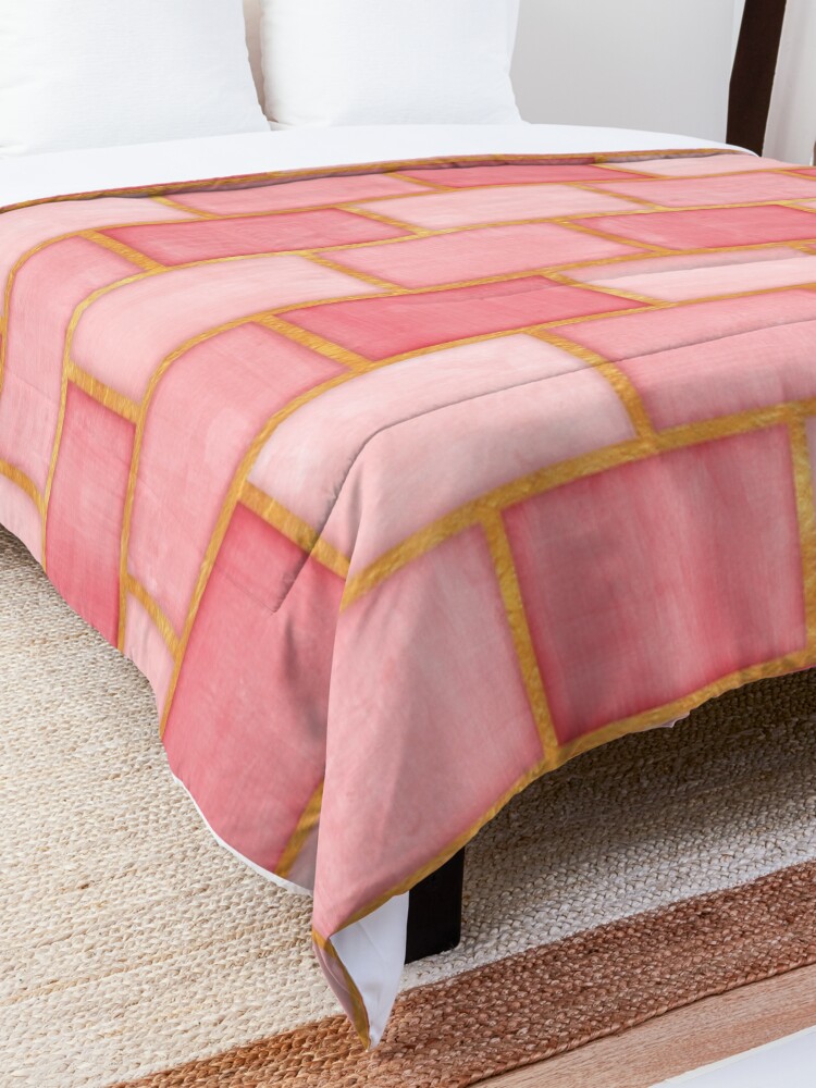 Alternate view of Gold and Rose Blush Pink Bricks Comforter