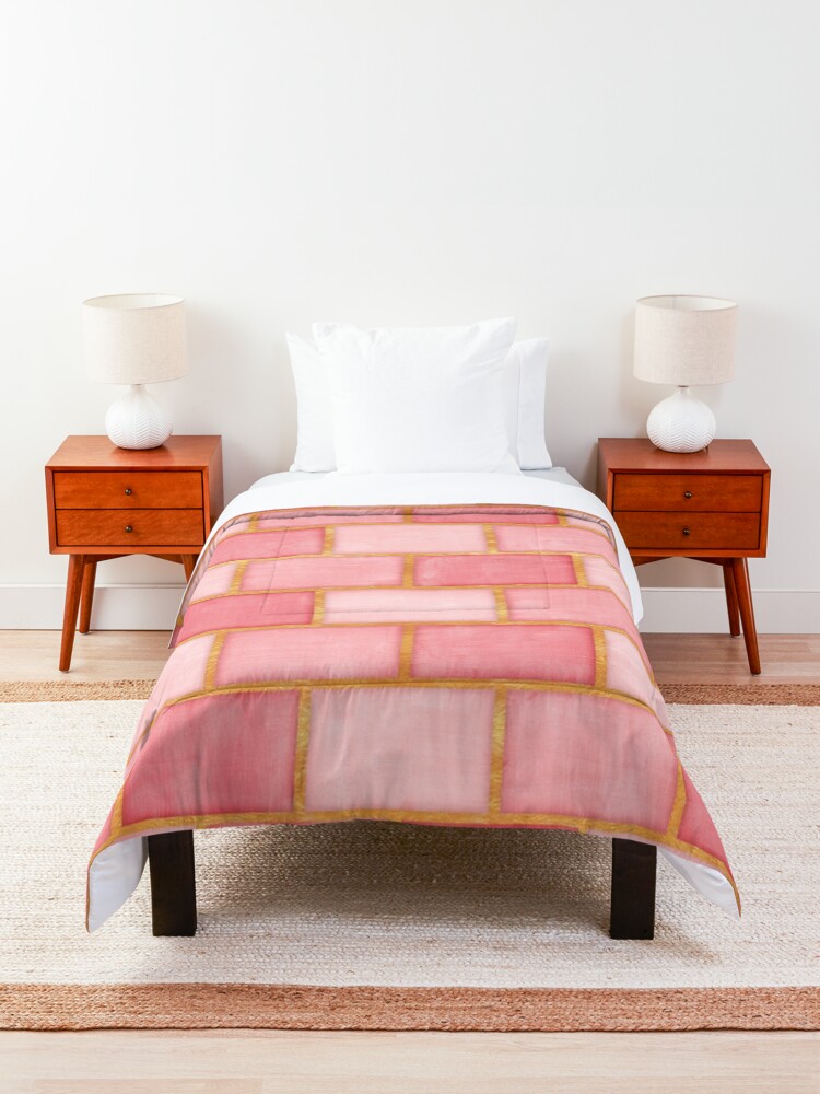 Alternate view of Gold and Rose Blush Pink Bricks Comforter