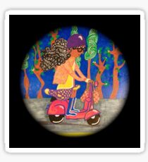 Girl Riding On a Scooter Sticker