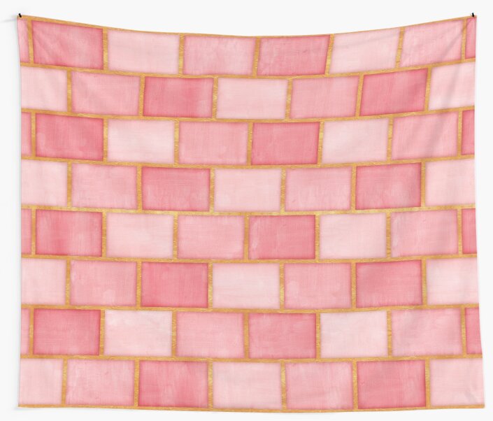 "Gold and Rose Blush Pink Bricks" Wall Tapestries by Elsy's Art Redbubble