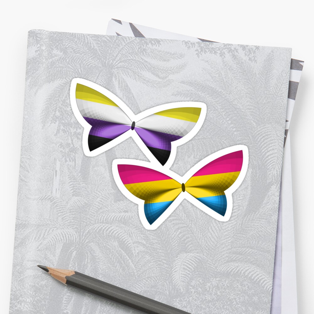 Nonbinary Pansexual Pride Butterflies Sticker By Shaneisadragon Redbubble 5597