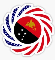 Papau New Guinean American Multinational Patriot Flag Series Sticker