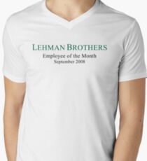 Camiseta de cuello en V Humor político de Lehman Brothers