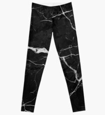 Schwarzer Wildledermarmor mit weißen Blitzadern Leggings
