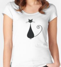 Black cat silhouette Women's Fitted Scoop T-Shirt