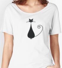 Black cat silhouette Women's Relaxed Fit T-Shirt