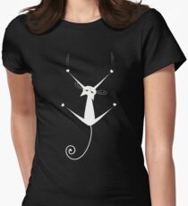 White cat silhouette Women's Fitted T-Shirt