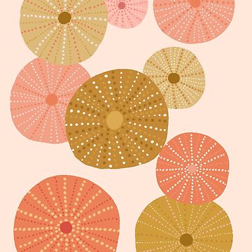 Artwork thumbnail, Sea Urchins in Gold + Coral by latheandquill
