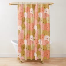 Sea Urchins in Gold + Coral Shower Curtain