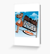 Mom's Kitchen Retro Neon Sign Greeting Card