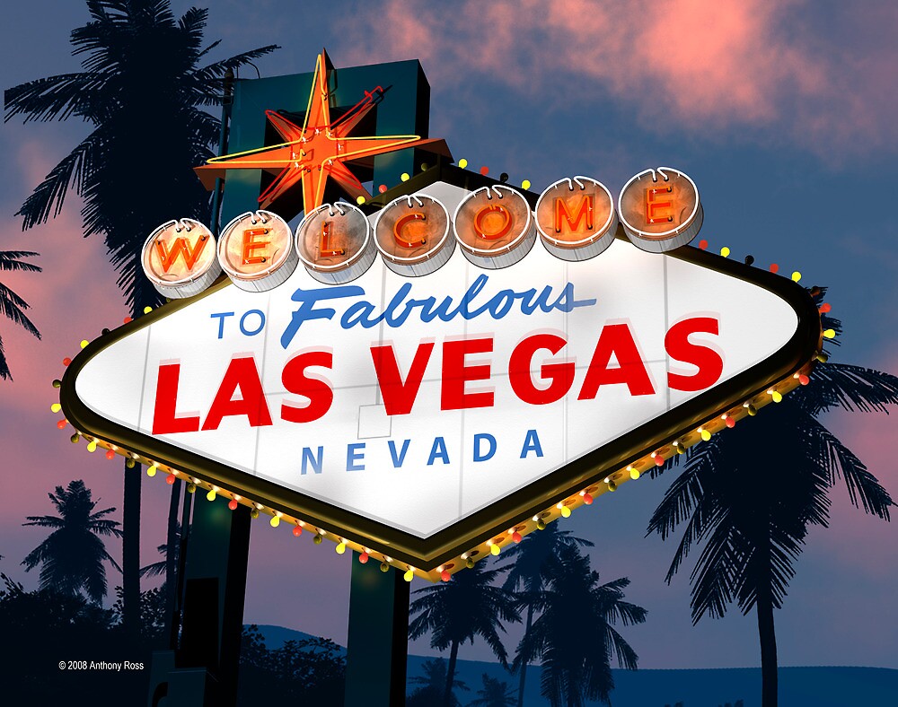 "Fabulous Las Vegas Sign Night Version Retro Neon " by Anthony Ross