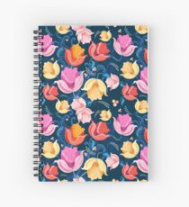 pattern of flowers tulips Spiral Notebook