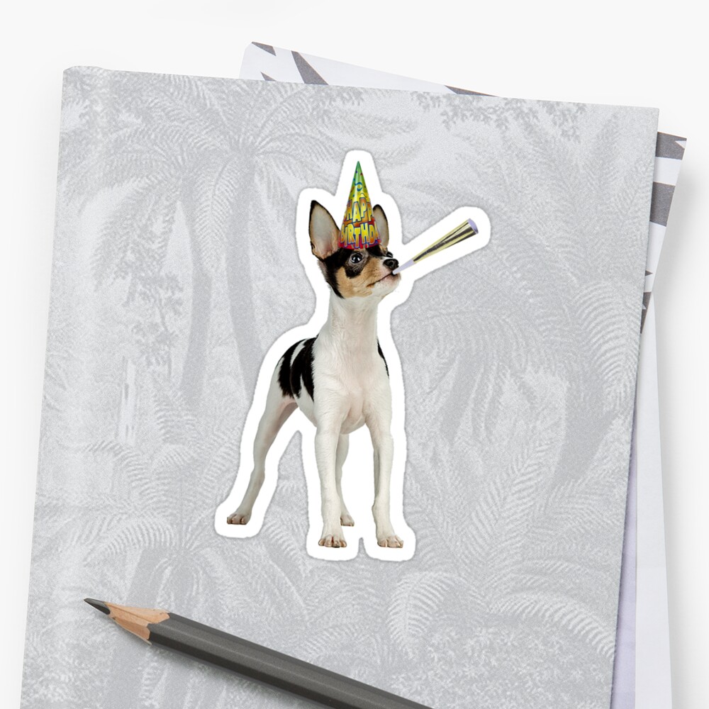 Toy Fox Terrier Birthday Sticker By Cafepretzel Redbubble