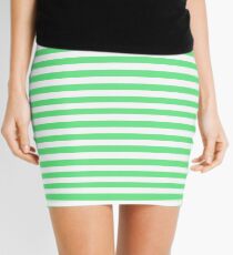 Algae Green and White Horizontal Deck Chair Stripes Mini Skirt