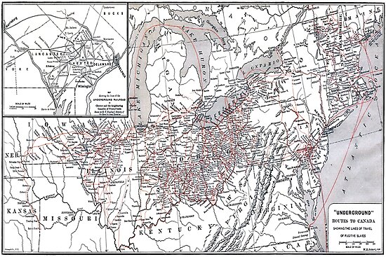 "Fugitive Slave Routes to Canada Underground Railroad Map