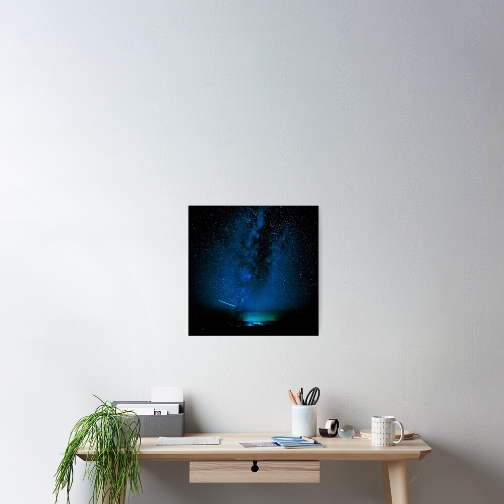 Stars and Space Night Sky - Blue Starry Milky Way in Arizona Poster