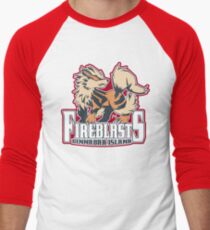 Cinnabar Island Fire Blasts: Arcanine Sport Logo Men's Baseball ¾ T-Shirt