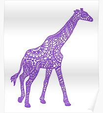 Printed Giraffe - Purple Poster