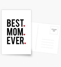 Best mom ever, word art, text design with red hearts Postkarten