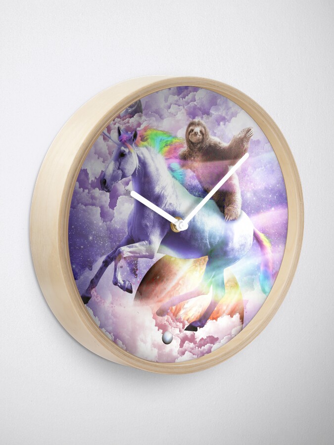 Alternate view of Epic Space Sloth Riding On Unicorn Clock