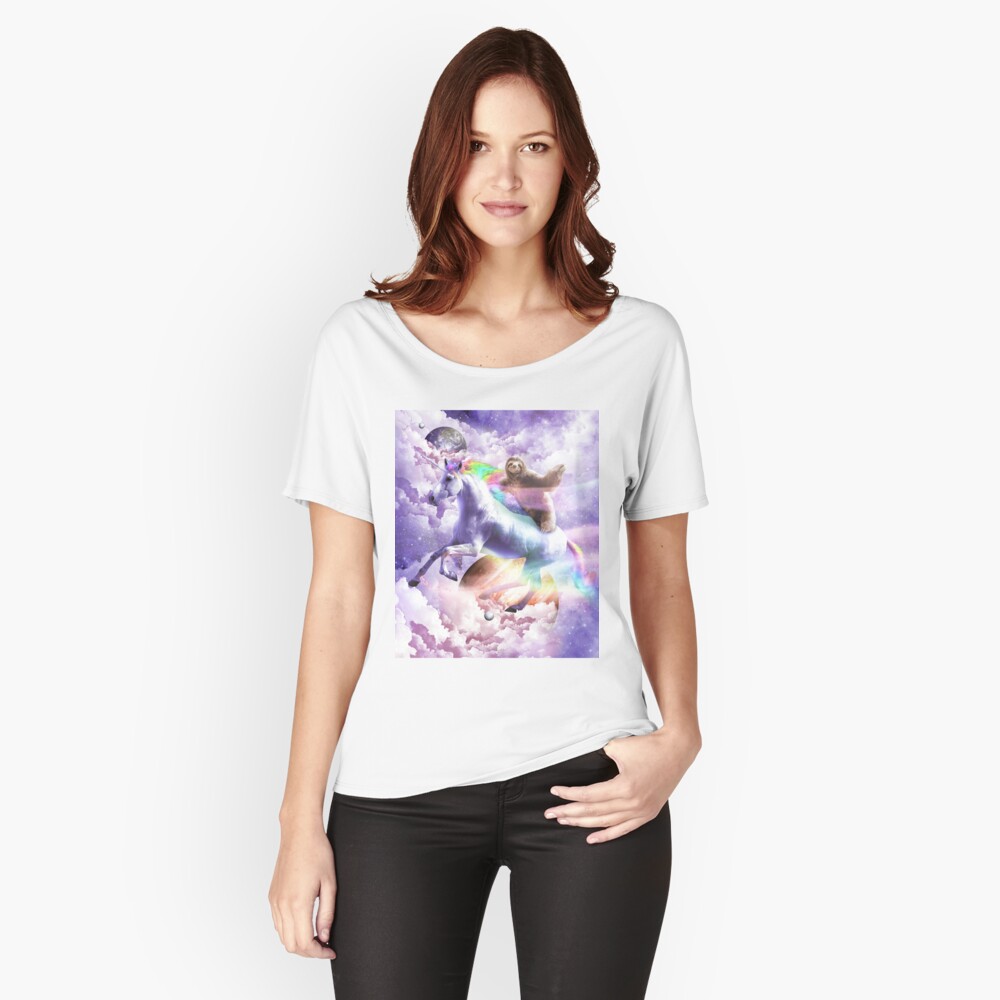 Epic Space Sloth Riding On Unicorn Relaxed Fit T-Shirt