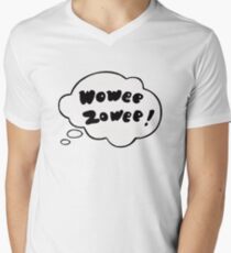 Wowee Zowee Aufkleber T-Shirt mit V-Ausschnitt für Männer