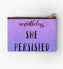 Nevertheless SHE PERSISTED - Purple Blue Clouds in the Sky Quote Text Zipper Pouch