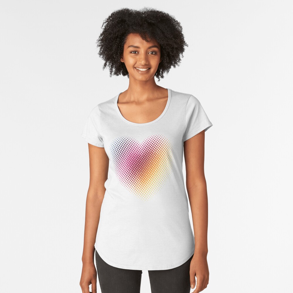 Linear Gradient on Halftone Heart (White) Premium Scoop T-Shirt