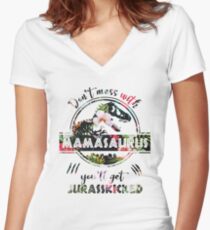 Camiseta entallada de cuello en V Mamasaurus - Jurasskicked