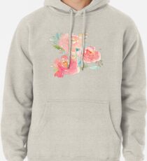 Peonies Watercolor Bouquet Pullover Hoodie
