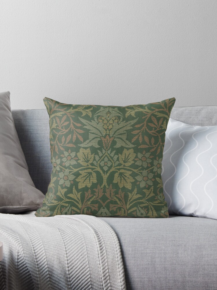 William Morris Housse de Coussin Rouge Fraise voleur Floral Oiseaux Imprimer Tissu 18/"