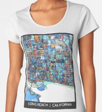 ABSTRACT MAP OF LONG BEACH, CA Women's Premium T-Shirt