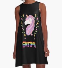 Fatima Unicorn Rainbow Heart Text - Special Personalised Gift For Fatima A-Line Dress