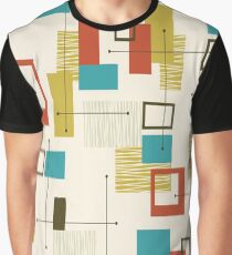 Retro, Mid Century Modern, Atomic, Abstrakt Türkis Orange Olivgrün Grafik T-Shirt