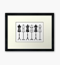 Vintage-Mode-Mannequin-Silhouetten Gerahmtes Wandbild