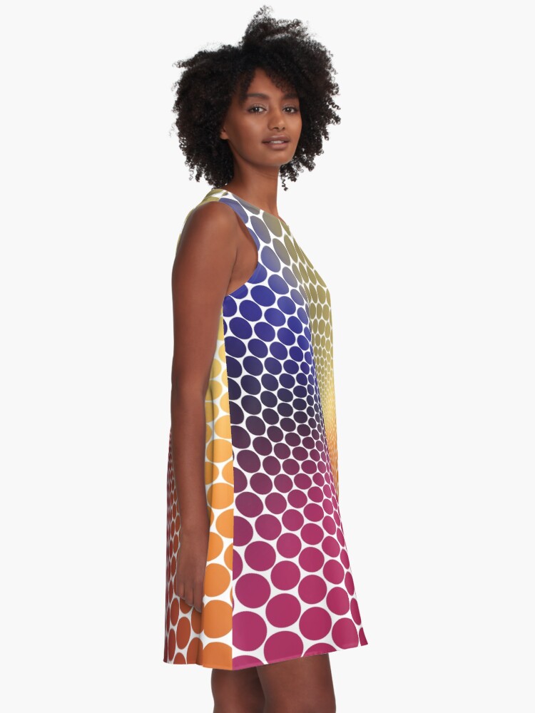 Alternate view of Optical Illusion Angle Gradient on White A-Line Dress