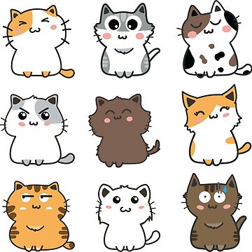 Cute Cartoon Cats Sticker Set 2 Sticker for Sale by CafePretzel