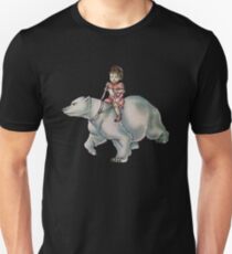 Cartoon Girl Child Riding Polar Bear Drawing Unisex T-Shirt