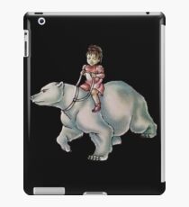 Cartoon Girl Child Riding Polar Bear Drawing iPad Case/Skin