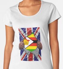 Zimbabwean Flag Ripped - Born In United Kingdom Roots From Zimbabwe Frauen Premium T-Shirts